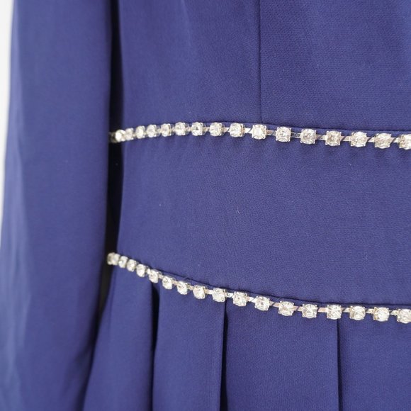 Mac Duggal Women's NWT Ieena Midnight Blue A-Line Rhinestone Waist Evening Gown - Picture 8 of 15